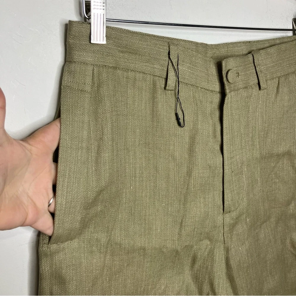 Zara cotton linen blend shorts green women’s size 29 new‎ without tags modern